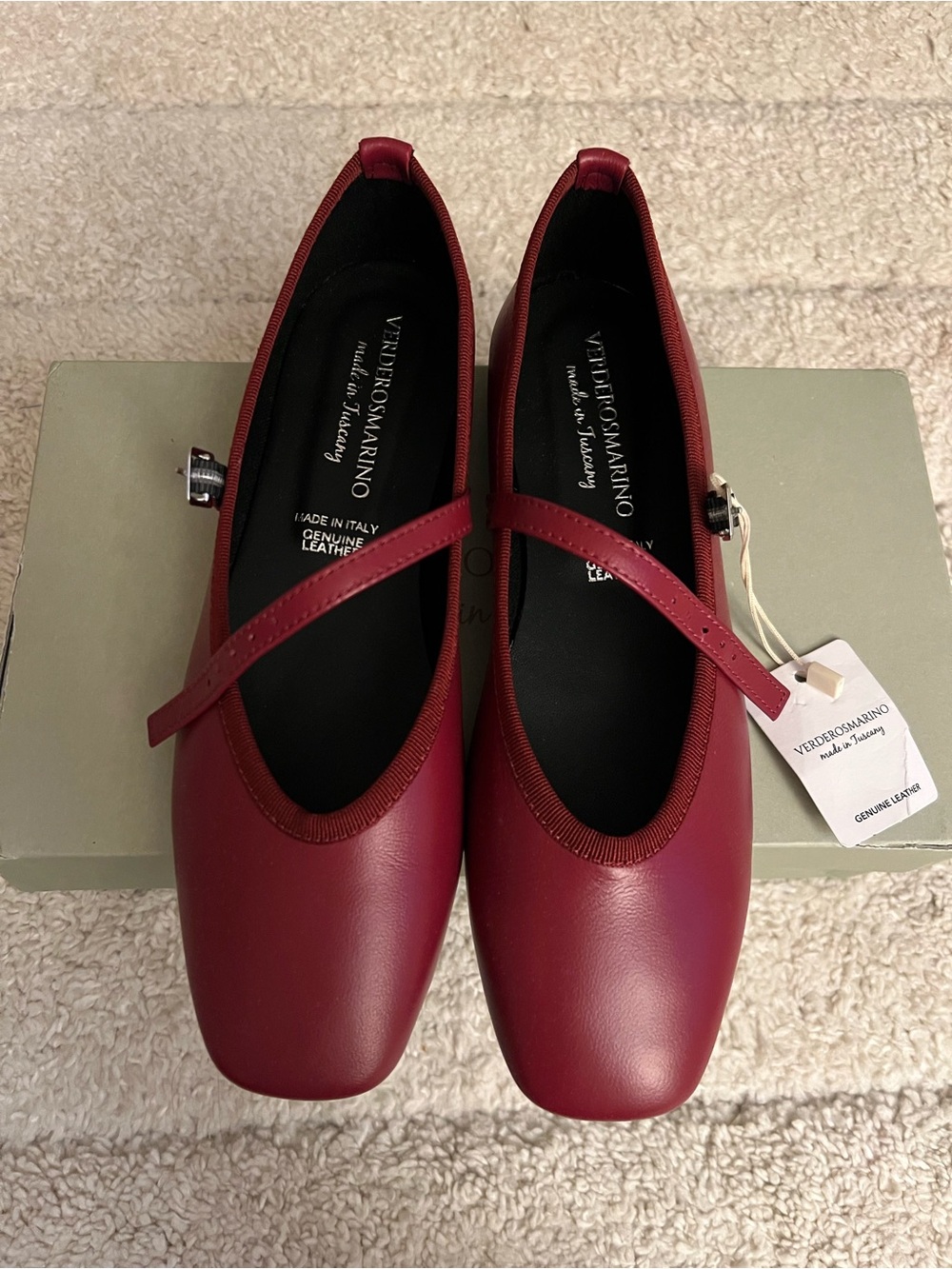 NWT Verderosmarino Women’s Mary Jane Ballet Flat in Burgundy Made in Italy Viral